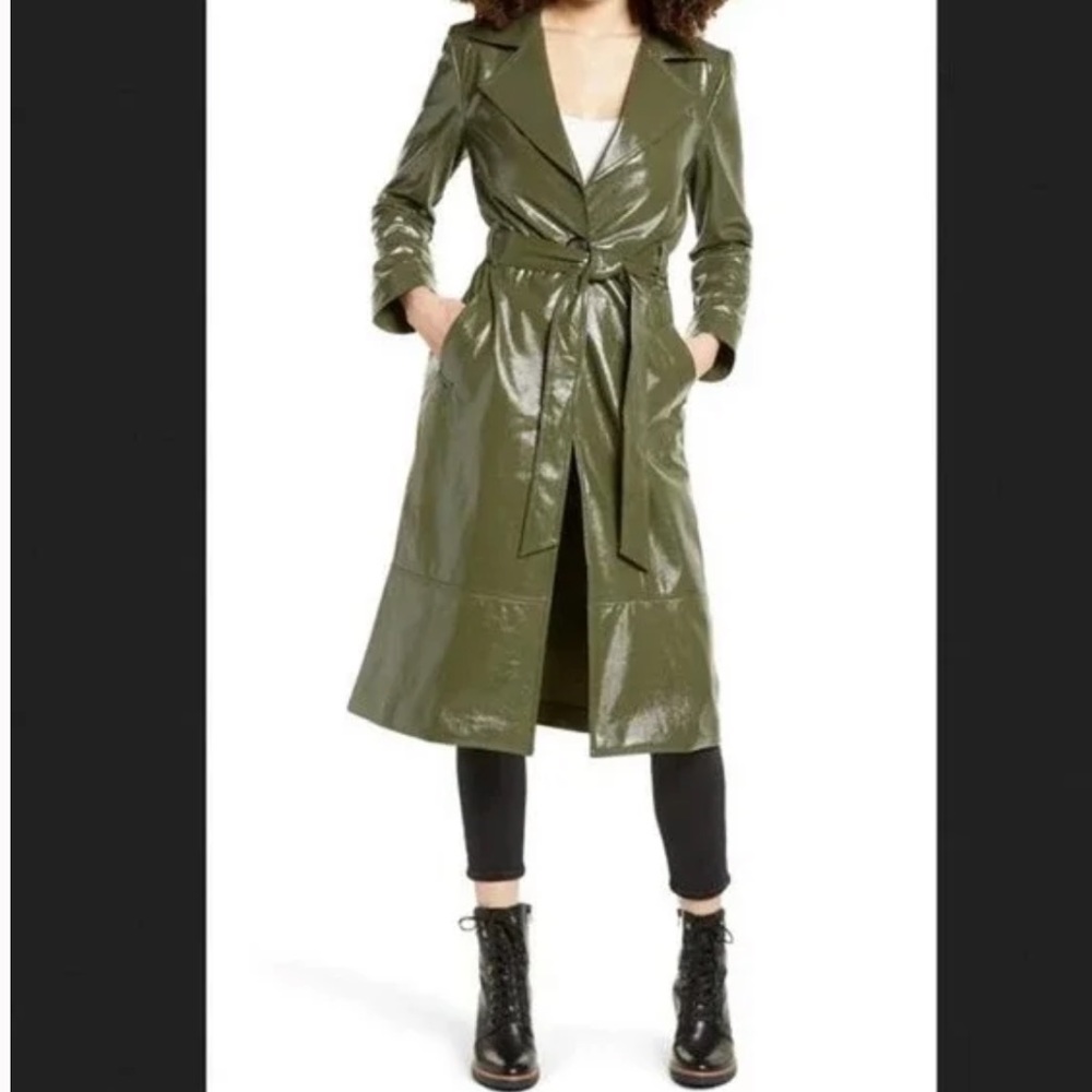 Leith shiny green trench coat